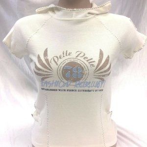 Women's Pelle Pelle Ivory Short Sleeve Fashion Hoodie